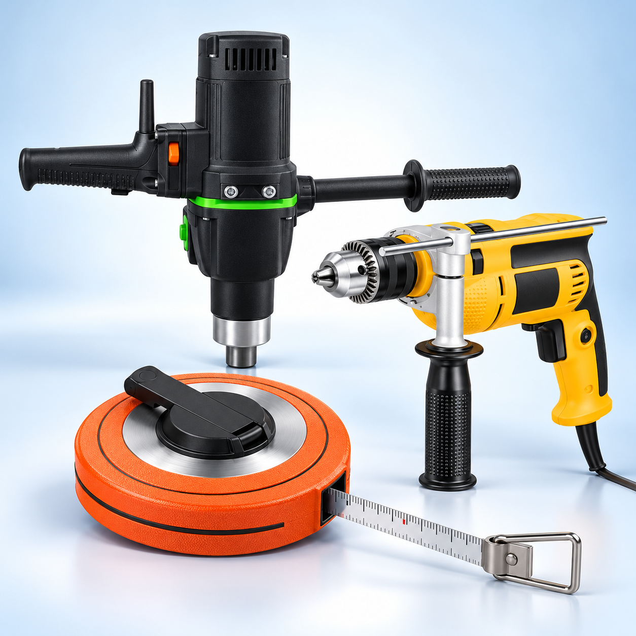 Industrial drilling machines and engineer tape